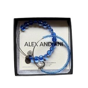 Alex & Ani Blue Beaded Expandable Bangles (set of 2)